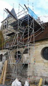 Eglise de Brenouille - Travaux de toiture - échafaudage